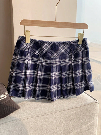 Comfortcana Women's Collegiate Style Printed Pleated Mini Skirt