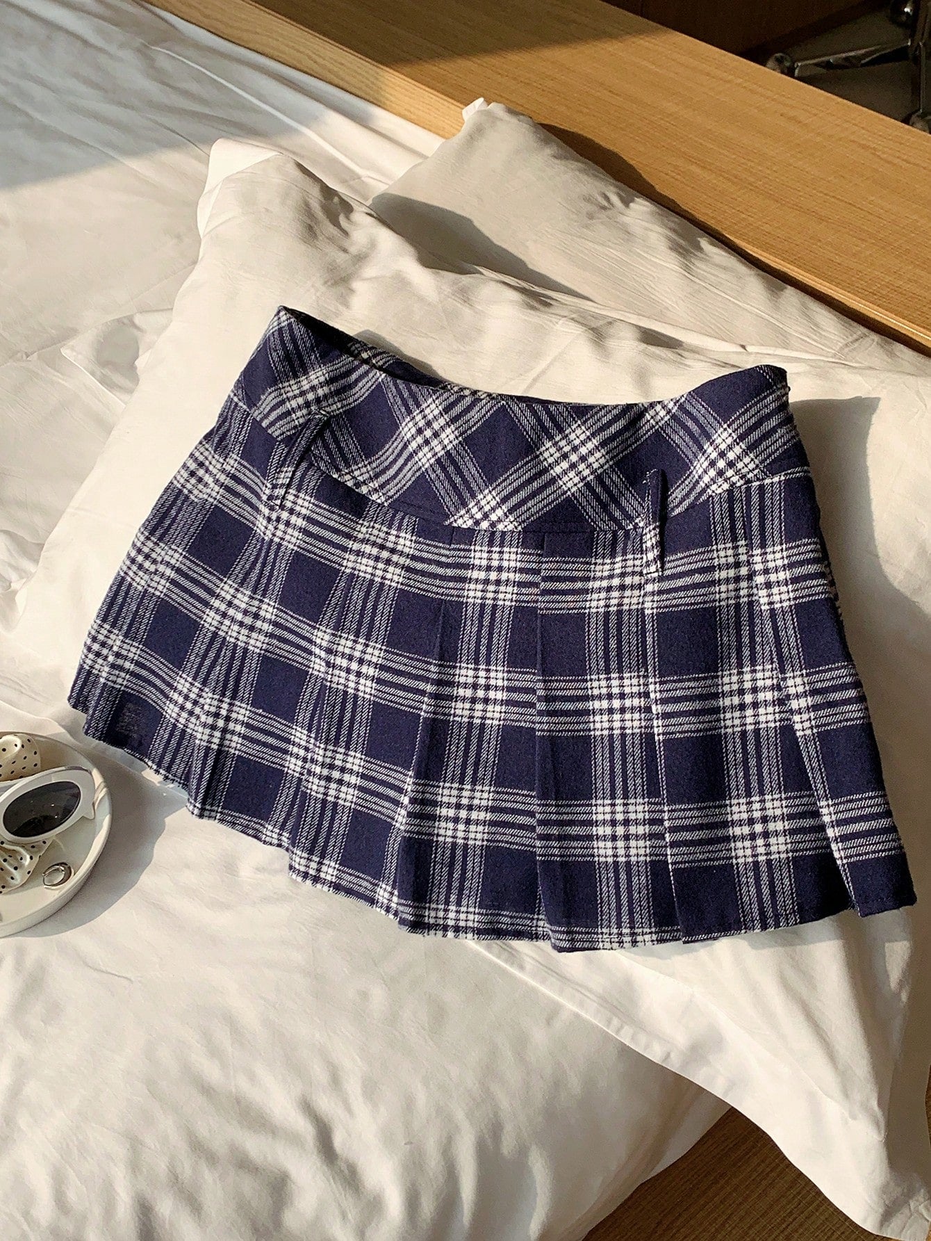Comfortcana Women's Collegiate Style Printed Pleated Mini Skirt
