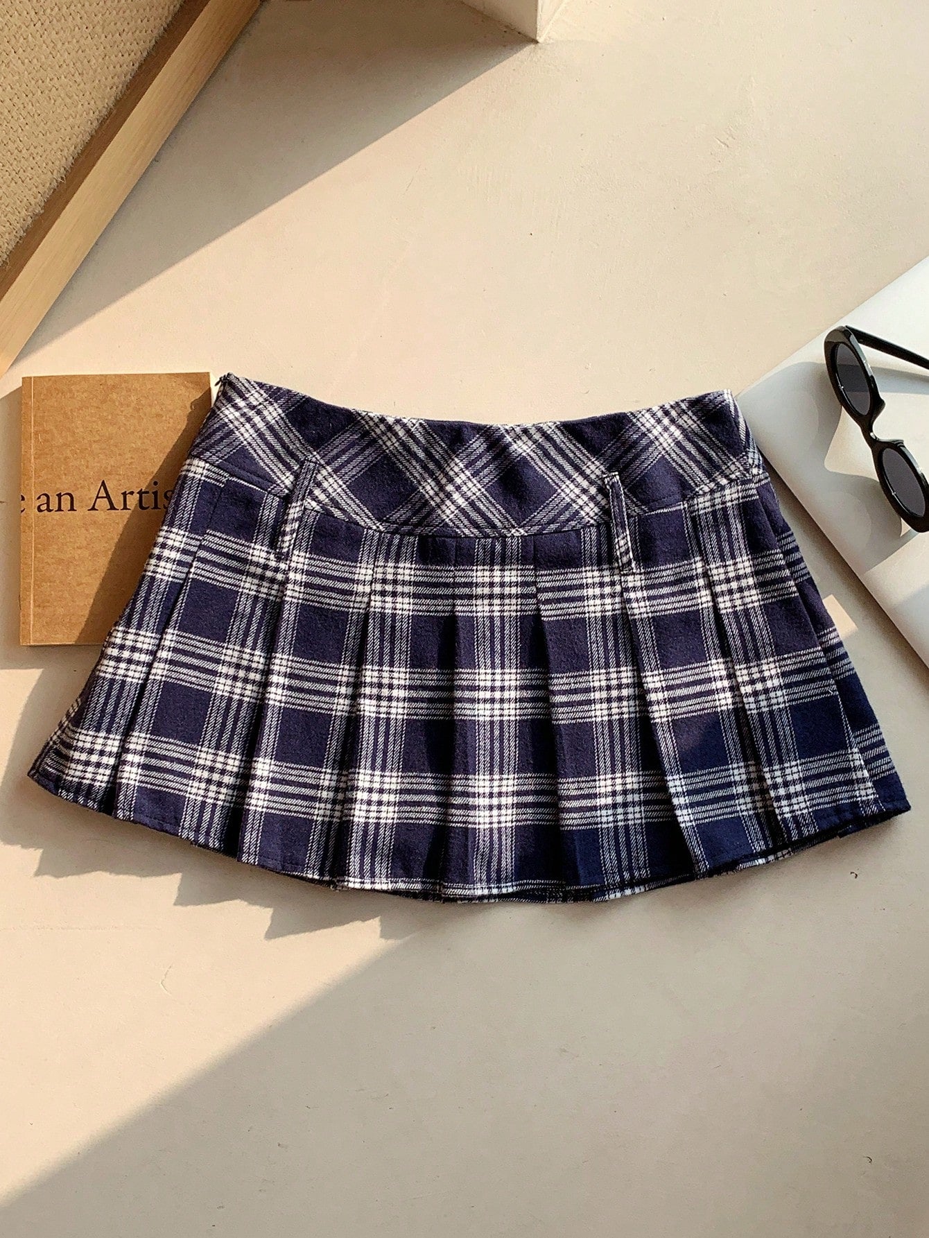 Comfortcana Women's Collegiate Style Printed Pleated Mini Skirt