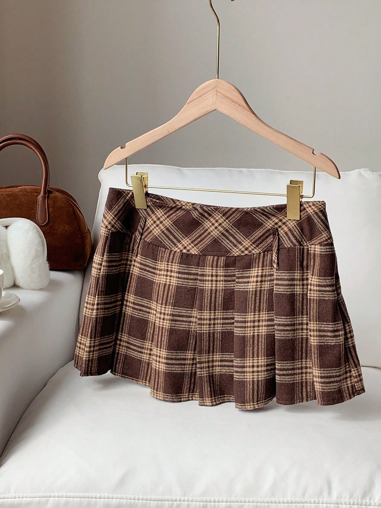 Comfortcana Women's Collegiate Style Printed Pleated Mini Skirt