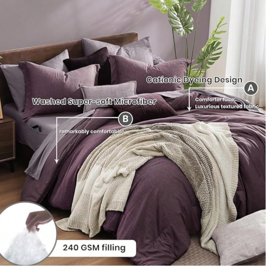 Comforter Set- 7 Pieces Bed In A Bag Queen Bedding Sets With Comforter, Sheets, Pillowcases & Shams, Reversible Bedding Comforters Sets