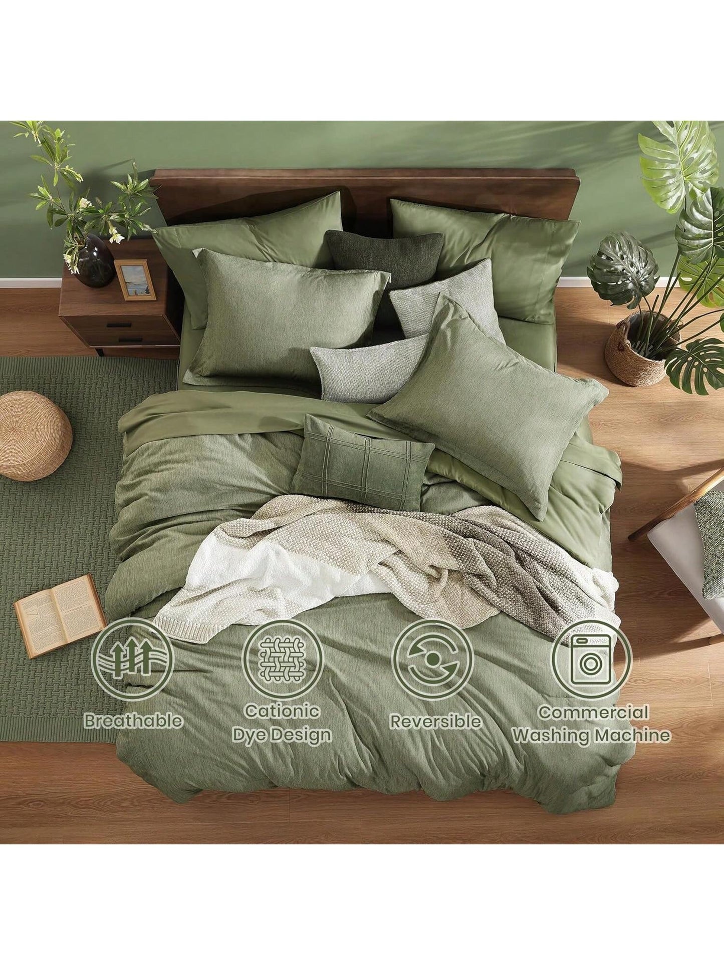 Comforter Set- 7 Pieces Bed In A Bag Queen Bedding Sets With Comforter, Sheets, Pillowcases & Shams, Reversible Bedding Comforters Sets