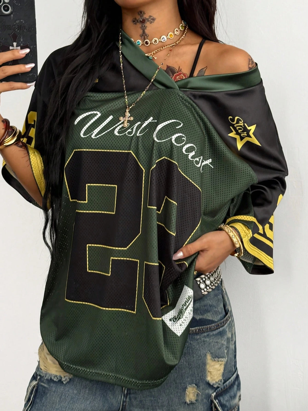 Coolane Women's Spring Summer Festival Going Out Everyday Daytime Weekend Vintage Streetwear Y2K Number Pattern Graphics Baseball Jersey Dark Green T-Shirt