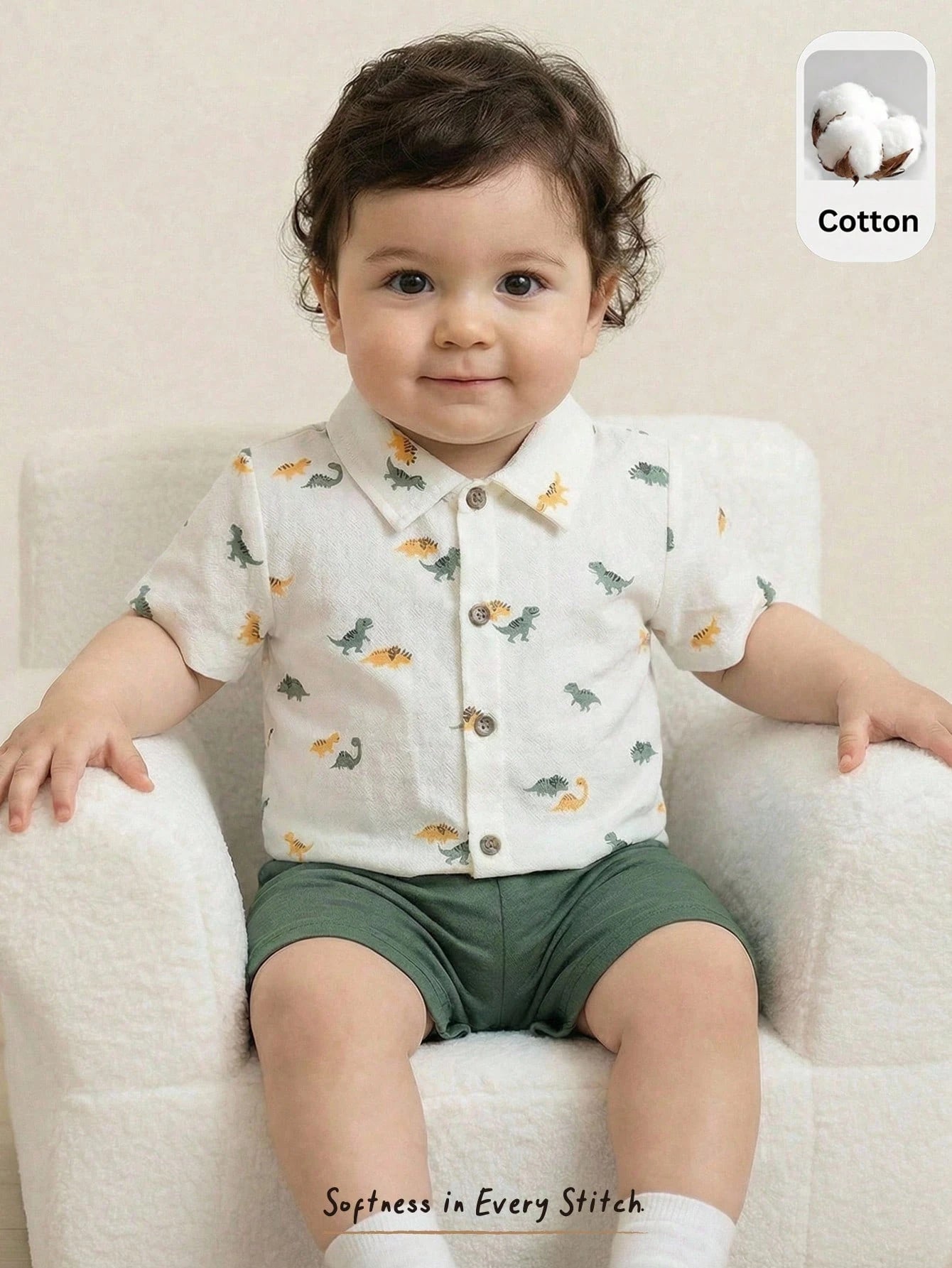 Cozy Pixies 2pcs Baby Boy Cartoon Dinosaur Animal Print Shirt And Elastic Waist Shorts Set,Soft Summer Color Palette,Summer,Casual,Cute,Beach Vacation Outfits