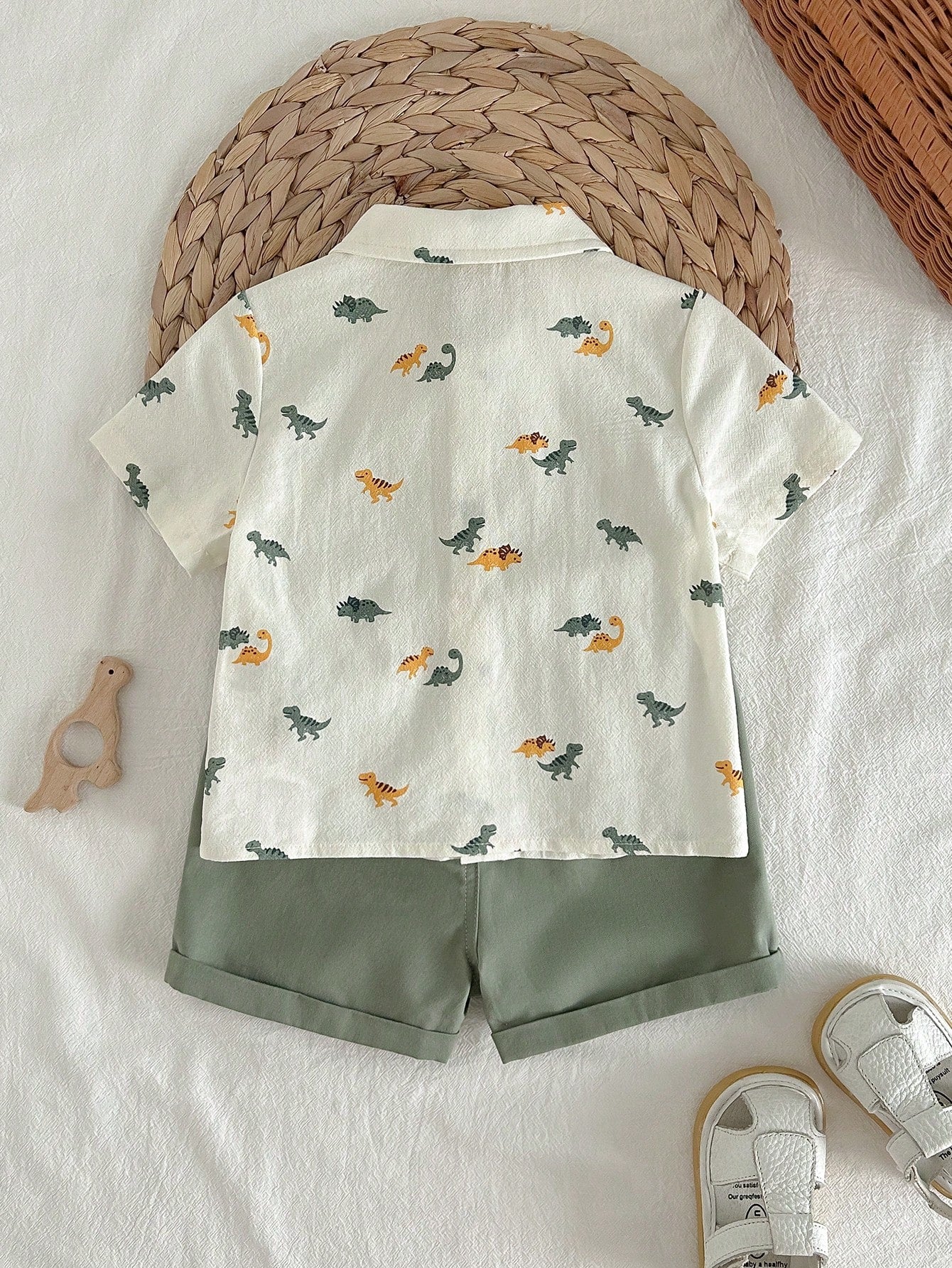 Cozy Pixies 2pcs Baby Boy Cartoon Dinosaur Animal Print Shirt And Elastic Waist Shorts Set,Soft Summer Color Palette,Summer,Casual,Cute,Beach Vacation Outfits