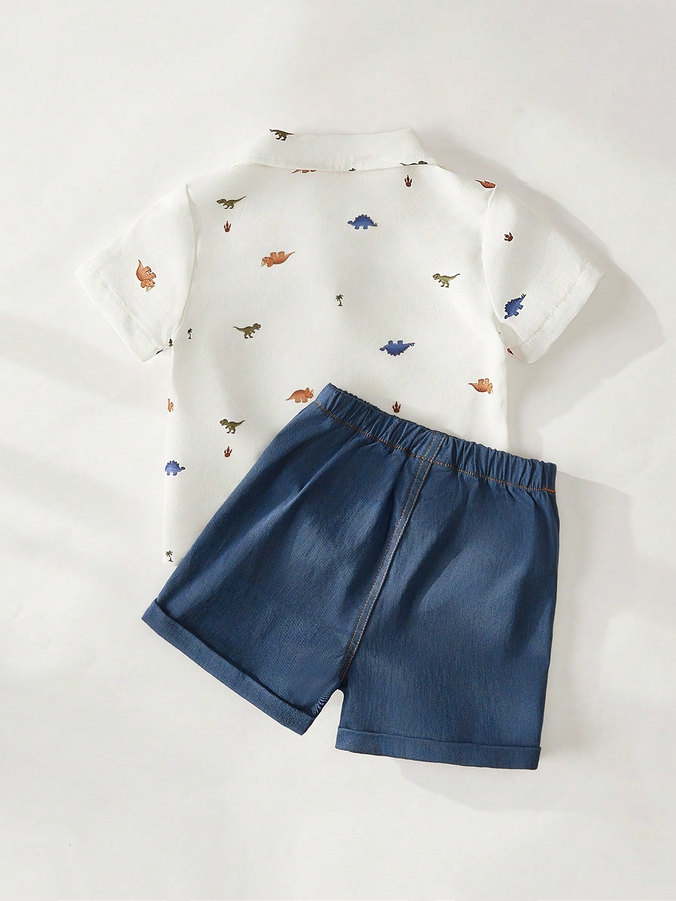 Cozy Pixies 2pcs Baby Boy Cartoon Dinosaur Animal Print Shirt And Elastic Waist Shorts Set,Soft Summer Color Palette,Summer,Casual,Cute,Beach Vacation Outfits