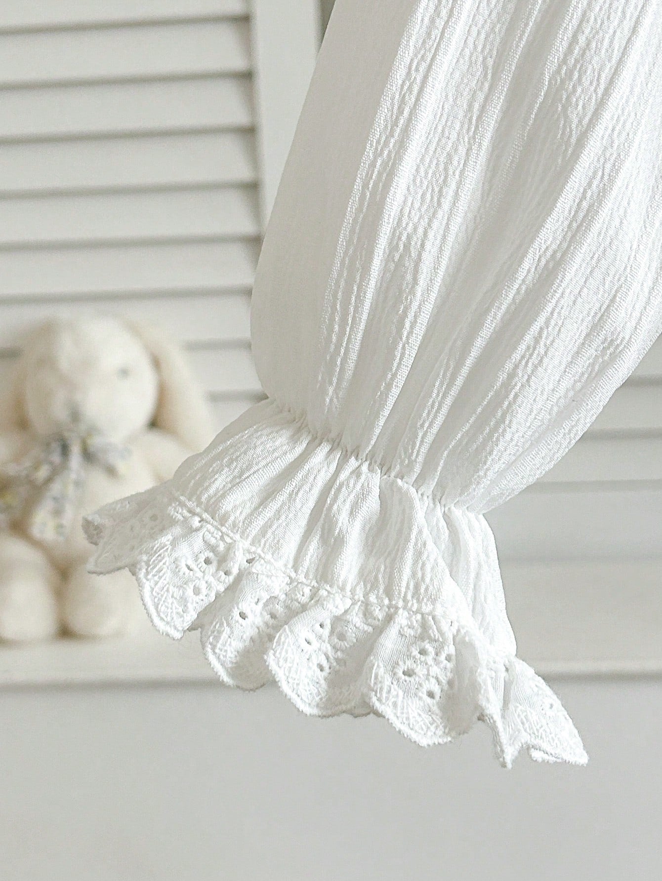 Cozy Pixies Baby Girl Cute Fashion White Long Sleeve Peter Pan Collar Lace Trim Flared Sleeve Blouse, Autumn/Winter Clothing, White Shirt To Match With Skirts