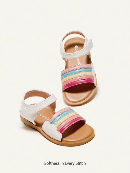 Cozy Pixies Fashion Unisex Rainbow Color Comfortable Flat Sandals For Baby Girls In Summer