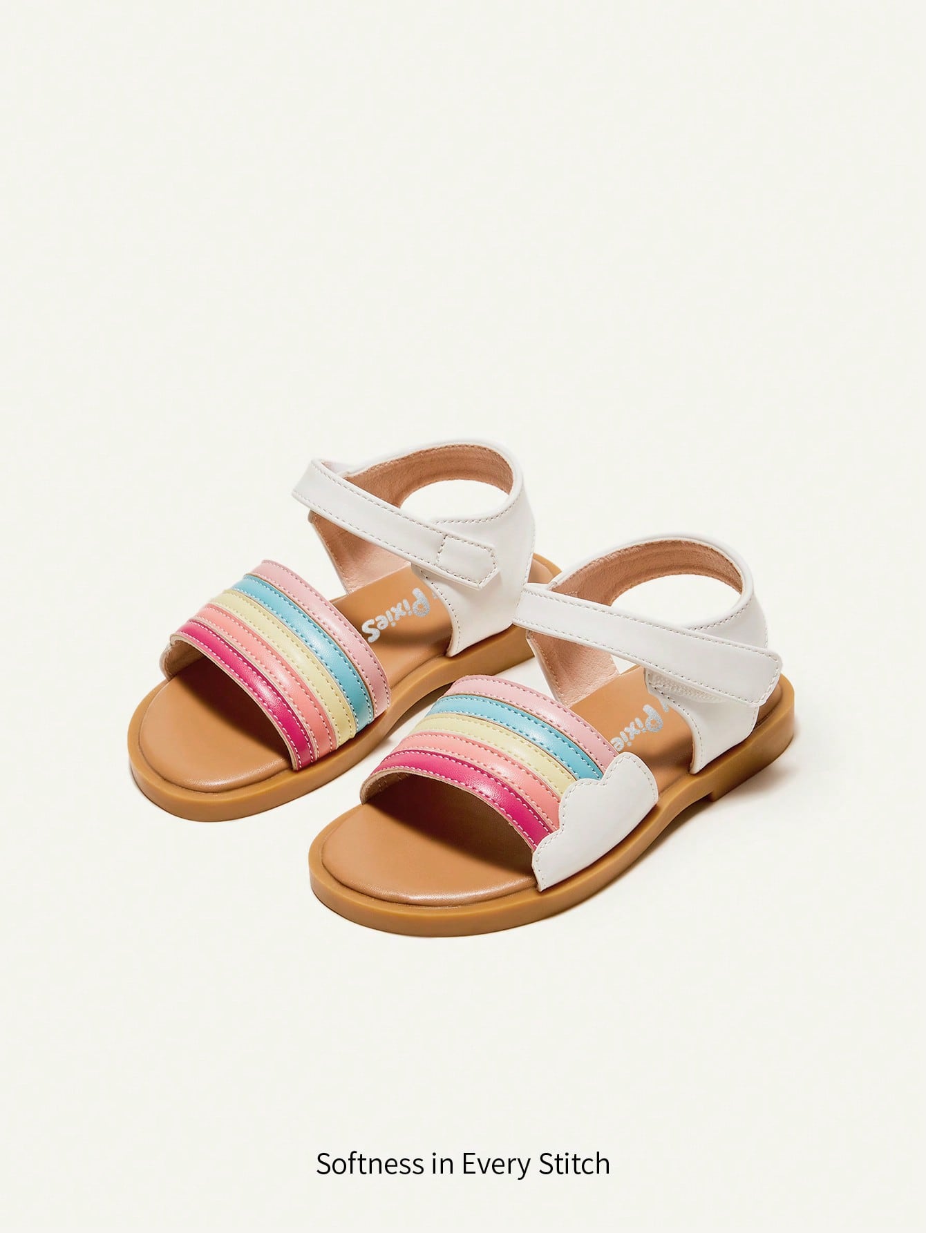 Cozy Pixies Fashion Unisex Rainbow Color Comfortable Flat Sandals For Baby Girls In Summer