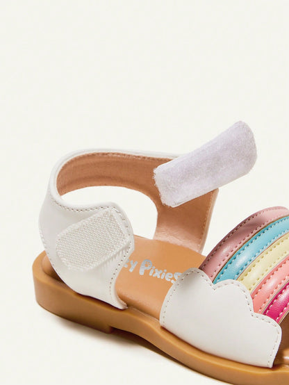 Cozy Pixies Fashion Unisex Rainbow Color Comfortable Flat Sandals For Baby Girls In Summer