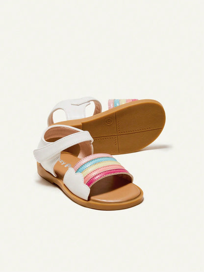 Cozy Pixies Fashion Unisex Rainbow Color Comfortable Flat Sandals For Baby Girls In Summer