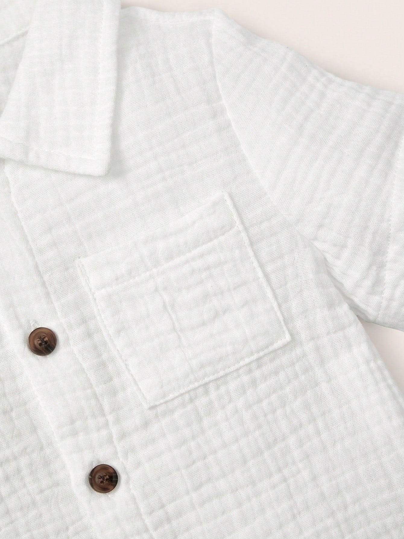 Cozy Pixies Solid Color Set For Spring/Summer Baby Boy Pocket Patchwork Shirt & Shorts