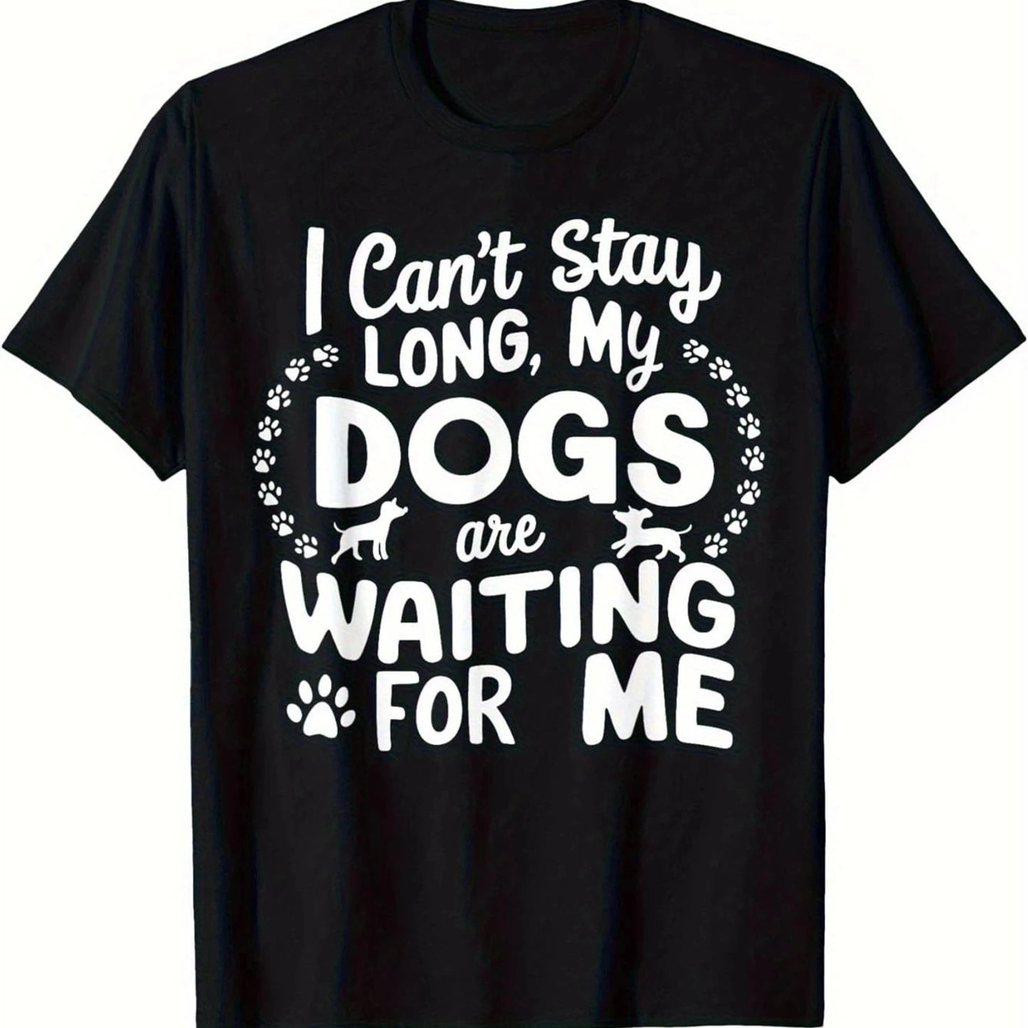 Cozy Plus Size Dog Lover Black T-Shirt With Funny Slogan Print Round Neck Short Sleeve Top For Daily Wear