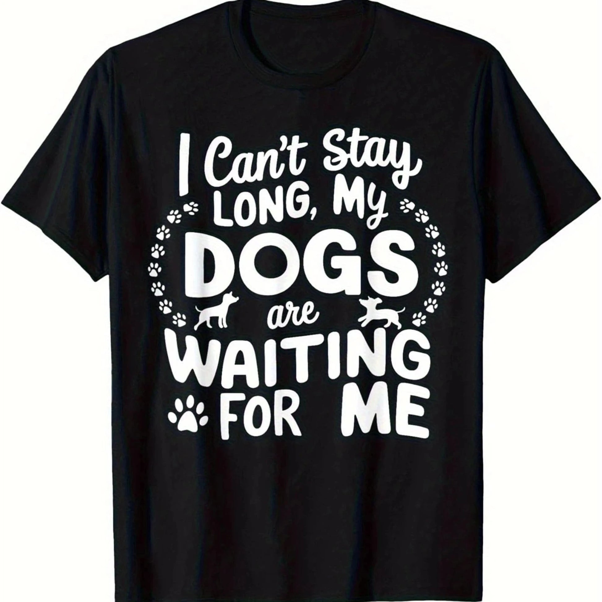 Cozy Plus Size Dog Lover Black T-Shirt With Funny Slogan Print Round Neck Short Sleeve Top For Daily Wear