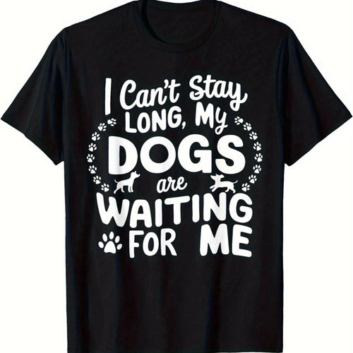 Cozy Plus Size Dog Lover Black T-Shirt With Funny Slogan Print Round Neck Short Sleeve Top For Daily Wear