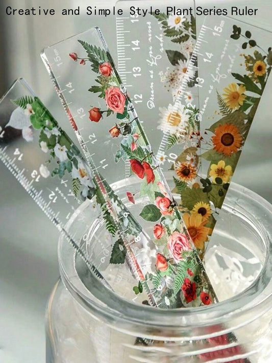 Creative And Minimalist Style Plant And Flower Themed Student Stationery Ruler For Drawing And Sketching Back To School,Rulers
