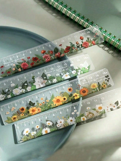Creative And Minimalist Style Plant And Flower Themed Student Stationery Ruler For Drawing And Sketching Back To School,Rulers