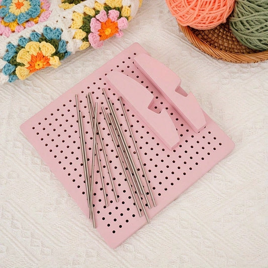Crochet Blocking Board Set With Stand, Stainless Steel Positioning Pins, Vertical Knitting/Crochet Work Shaping Tool For Yarn Crochet Motifs, DIY, Multiple Colors Available
