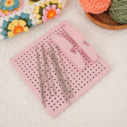 Crochet Blocking Board Set With Stand, Stainless Steel Positioning Pins, Vertical Knitting/Crochet Work Shaping Tool For Yarn Crochet Motifs, DIY, Multiple Colors Available
