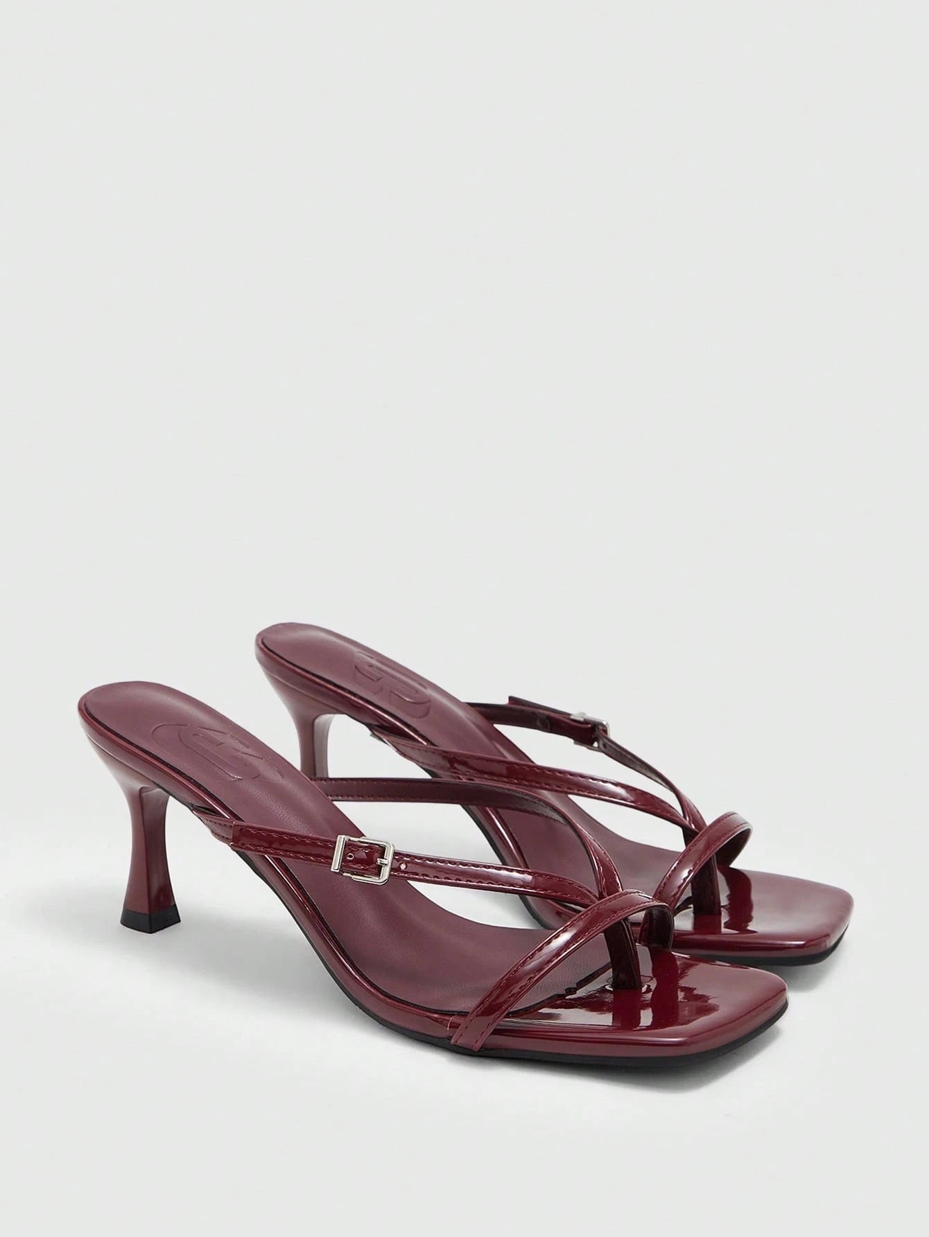 CUCCOO BIZCHIC Women Shoes Square Toe Kitten Heel Burgundy Flip-Flops Women's Sandals Fashion And Comfort Daily Versatile Commuter Women's Sandals Slippers
