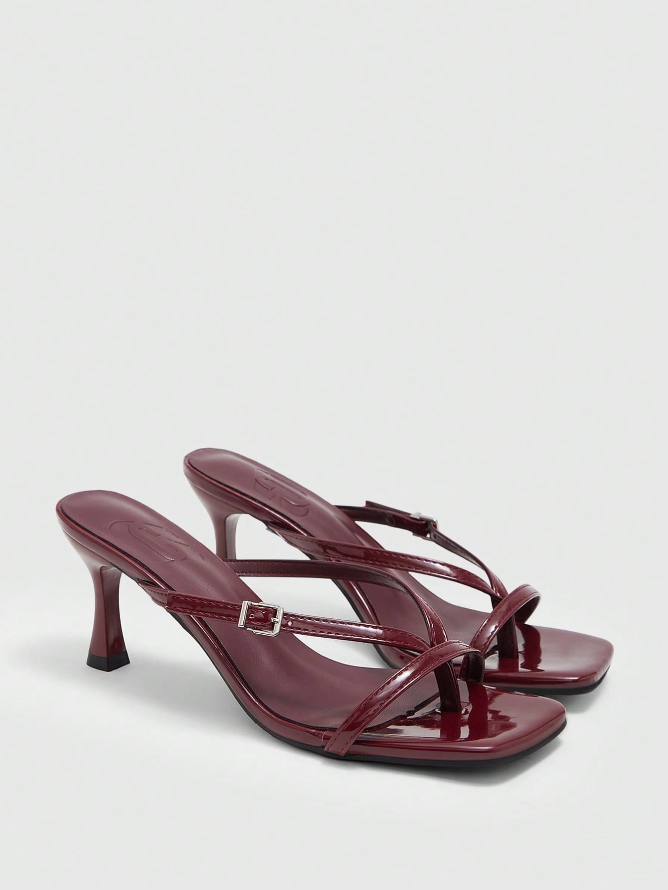 CUCCOO BIZCHIC Women Shoes Square Toe Kitten Heel Burgundy Flip-Flops Women's Sandals Fashion And Comfort Daily Versatile Commuter Women's Sandals Slippers