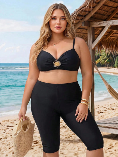 CURVE+ 2026 New Plus Size Summer Beach Plus Solid Bikini Bottom