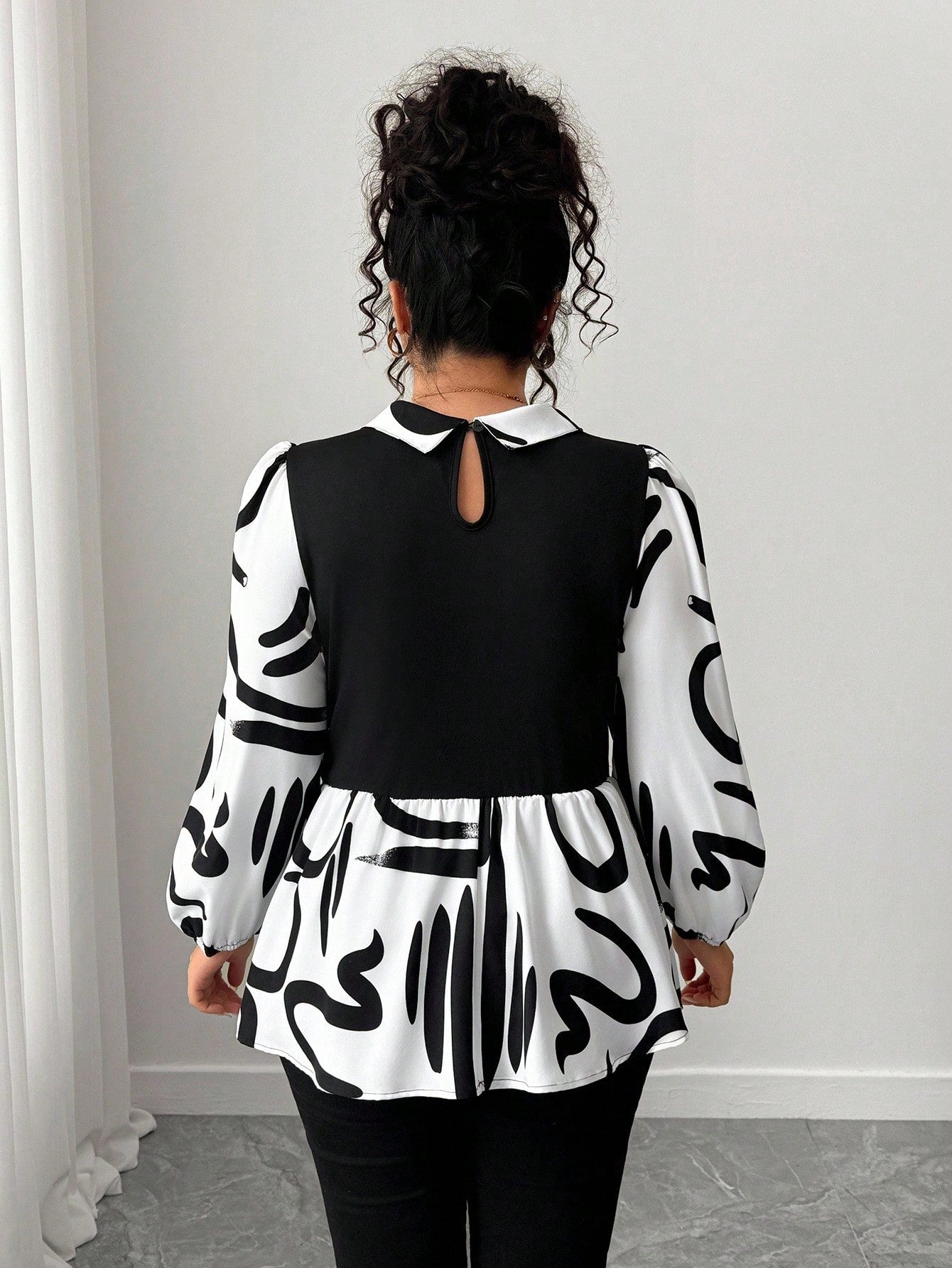 CURVE+ New Arrival Long Sleeve Printed Patchwork Shirt, Versatile Commuter Wear, Plus Size Fall