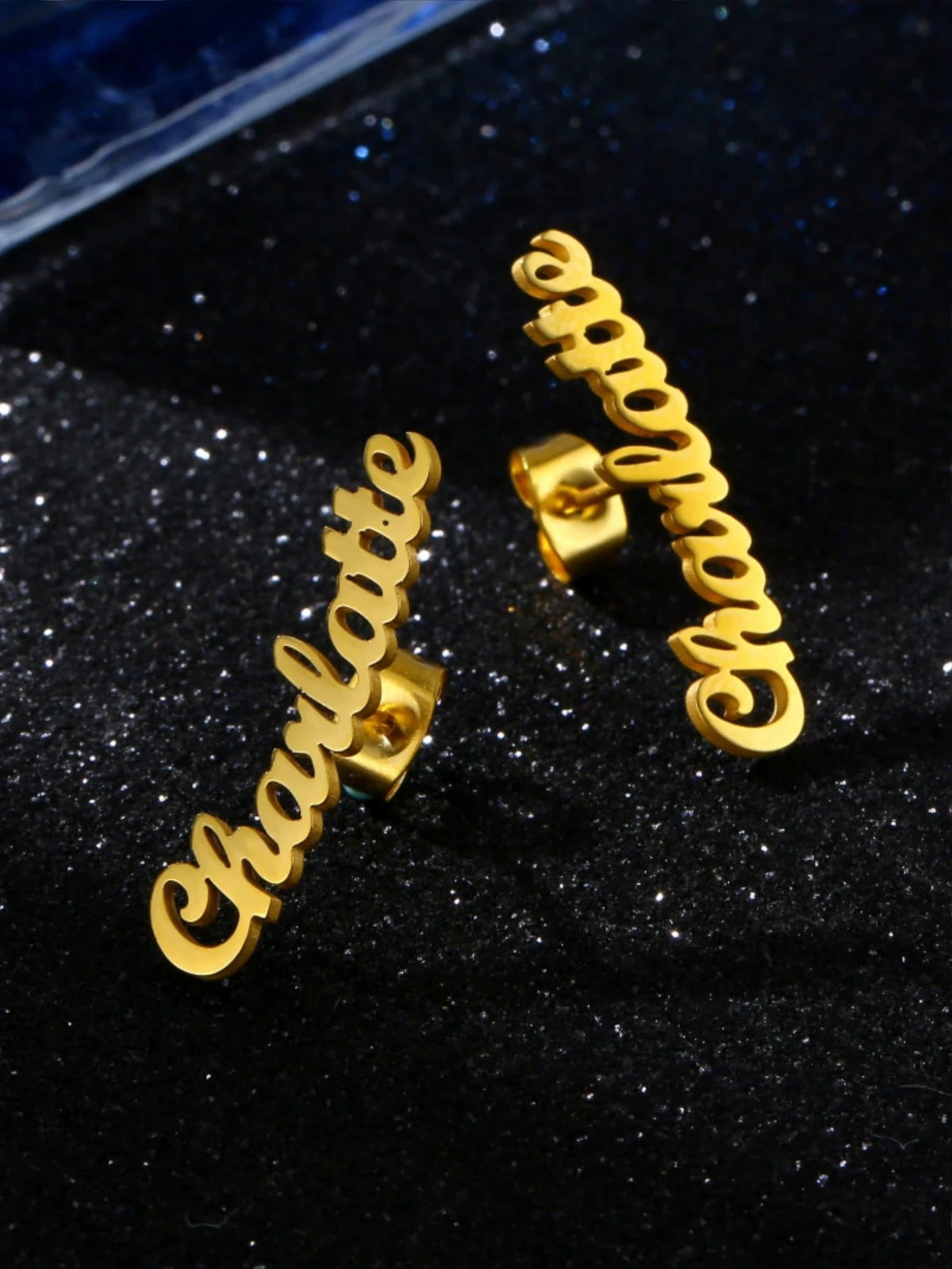Custom Name Earrings Women Stainless Steel Gold Cursive Letters Arc Earrings Personalized Charm Birthday Jewelry Gift For Wife