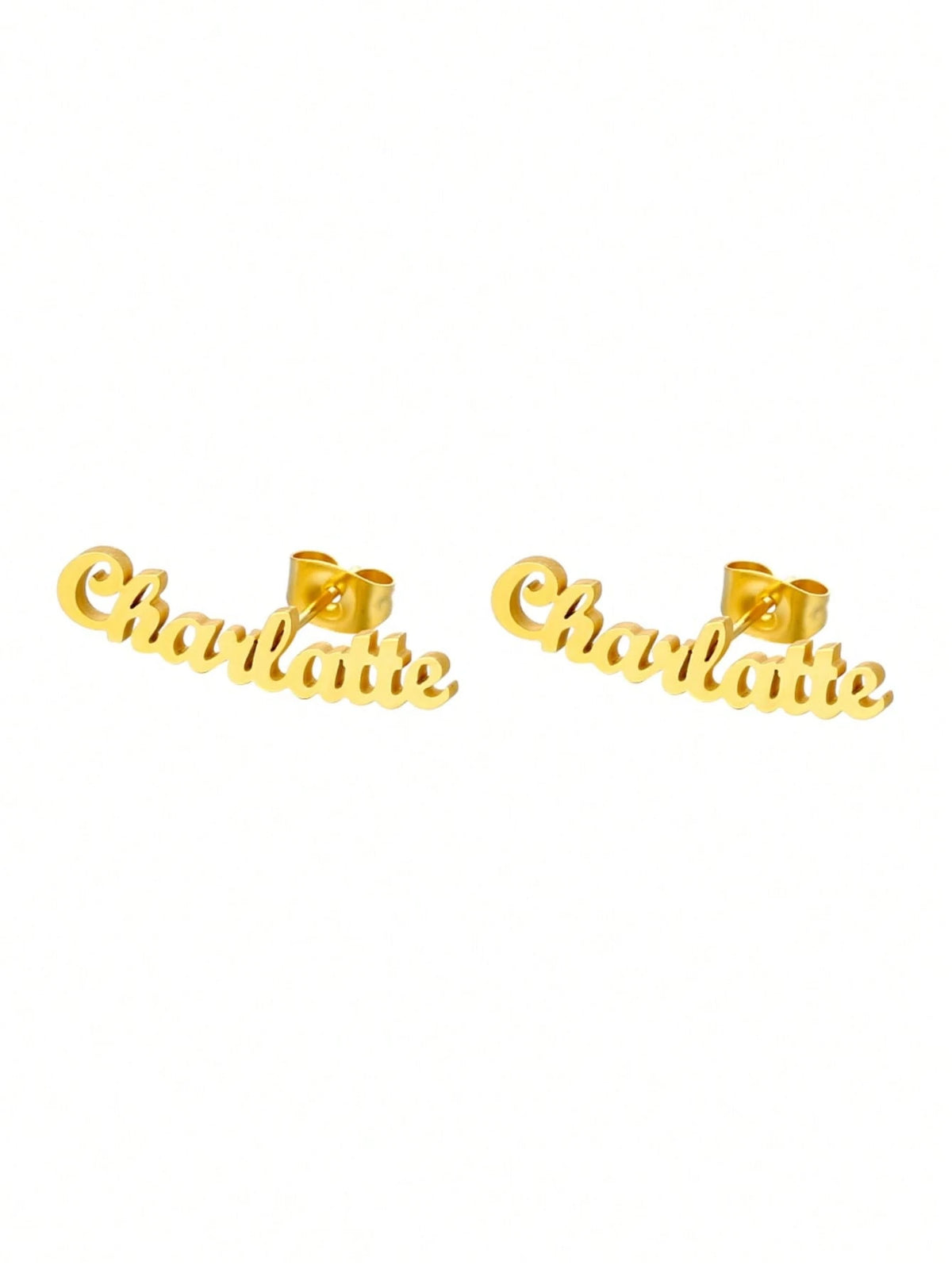 Custom Name Earrings Women Stainless Steel Gold Cursive Letters Arc Earrings Personalized Charm Birthday Jewelry Gift For Wife