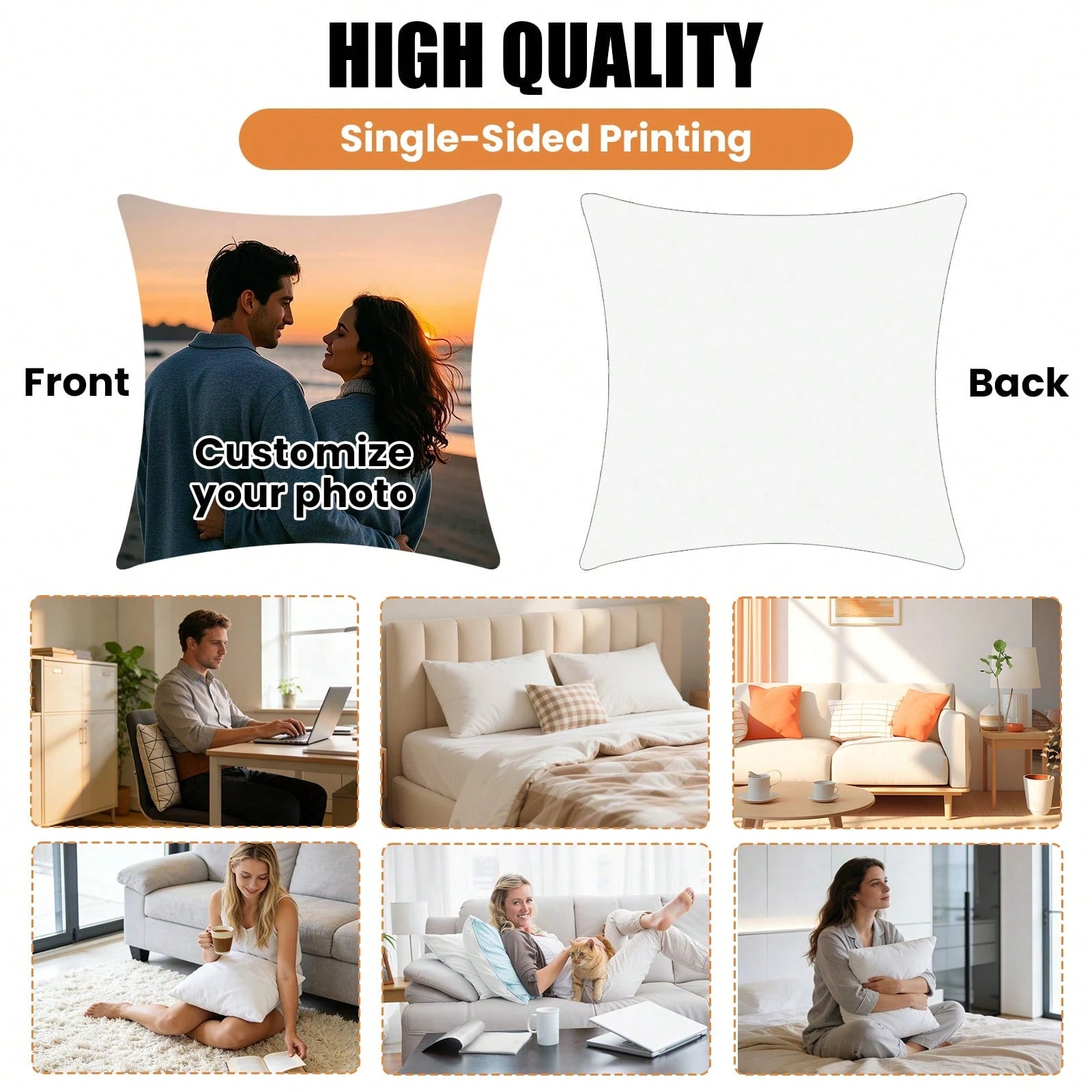 Custom Pillow Cover Personalized Photo Throw Pillow Case Single Sided Custom Cushion Cover Memory Gift For Couple Family Friend Wedding Anniversary Home Decor Sofa Bed Couch Room Decor Customized Pill