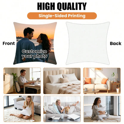 Custom Pillow Cover Personalized Photo Throw Pillow Case Single Sided Custom Cushion Cover Memory Gift For Couple Family Friend Wedding Anniversary Home Decor Sofa Bed Couch Room Decor Customized Pill