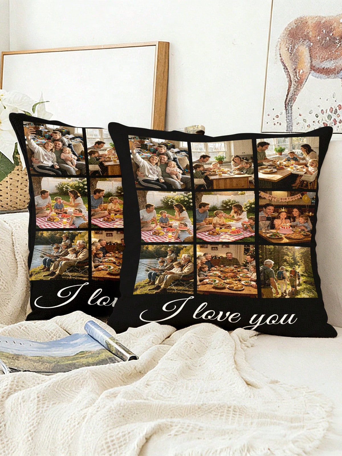 Custom Pillow Cover Personalized Photo Throw Pillow Case Single Sided Custom Cushion Cover Memory Gift For Couple Family Friend Wedding Anniversary Home Decor Sofa Bed Couch Room Decor Customized Pill