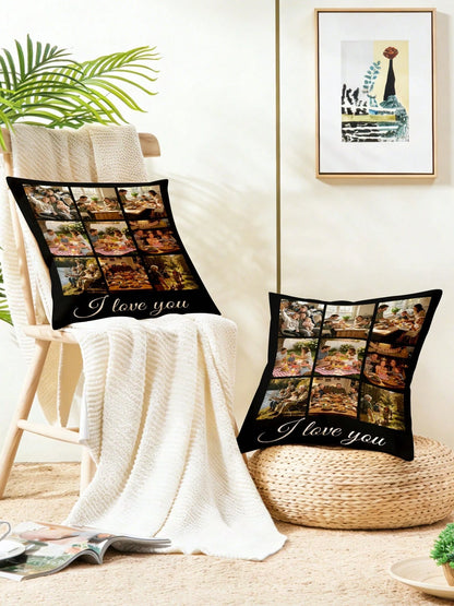 Custom Pillow Cover Personalized Photo Throw Pillow Case Single Sided Custom Cushion Cover Memory Gift For Couple Family Friend Wedding Anniversary Home Decor Sofa Bed Couch Room Decor Customized Pill