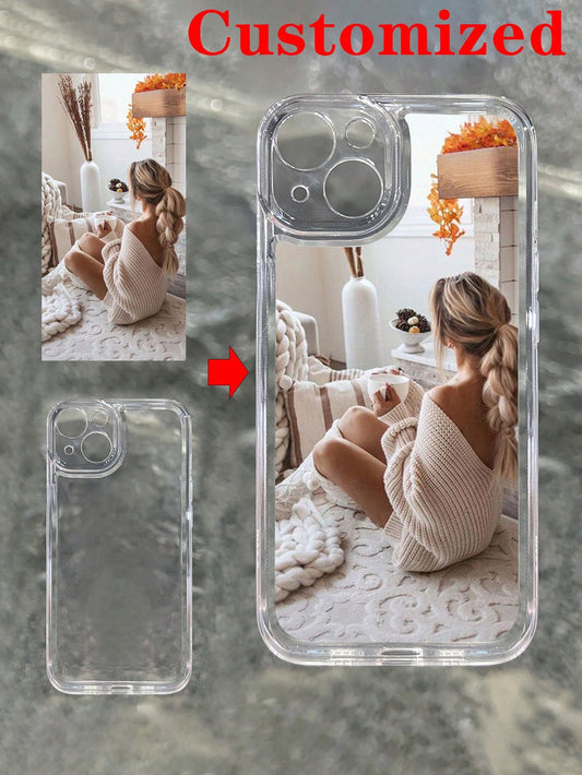 Customizable DIY Anniversary Gift Transparent Soft Phone Case, Personalized Photo Print Protective Cover, Crystal Clear Shockproof Smartphone Shell, Anti-Yellowing Durable Material, Custom Image Phone