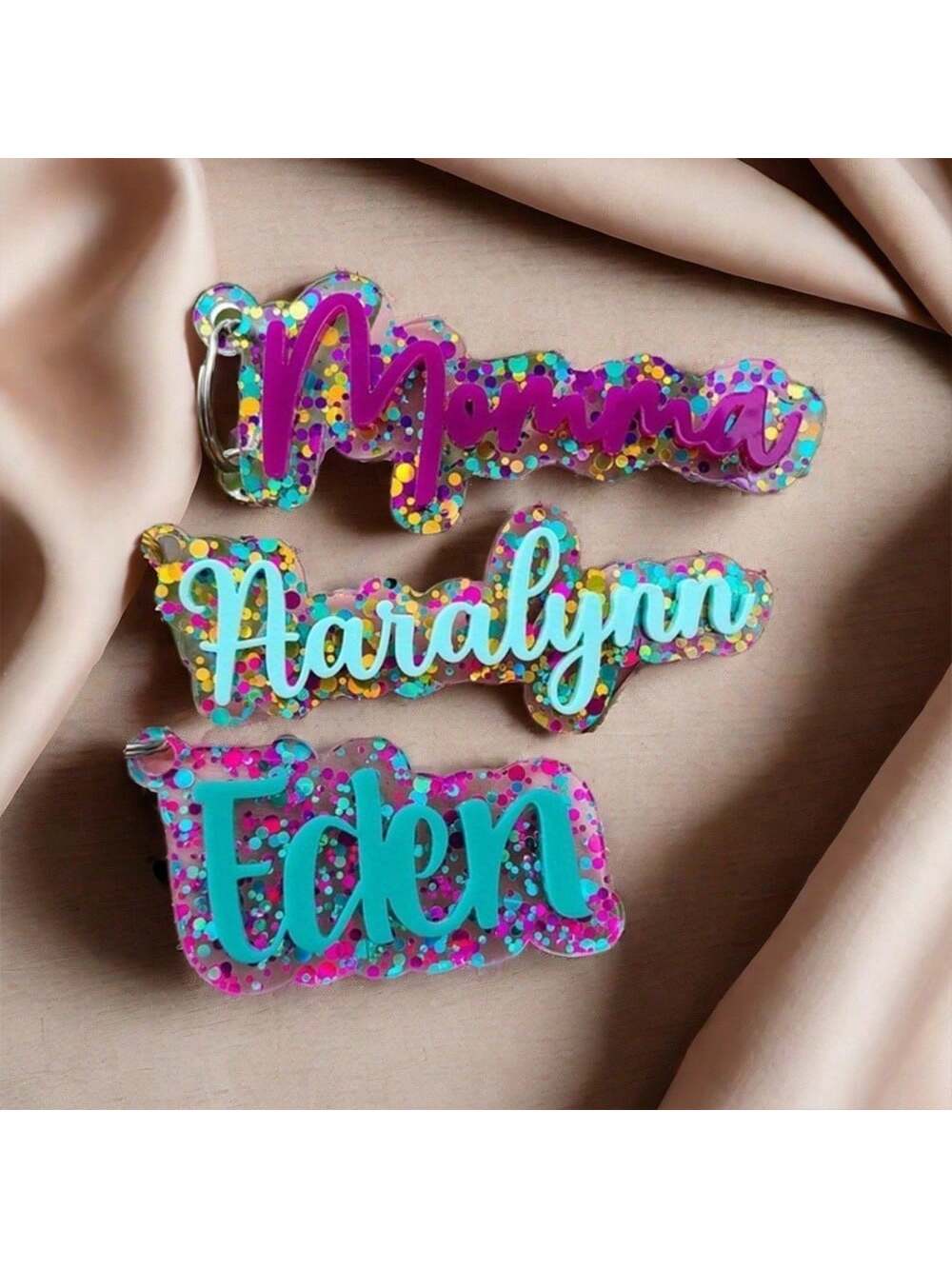 Customized Keychain, Acrylic Bag Charm, Glitter Bag Charm, Keychain, Gift For Friends, Autumn/Winter Gift, Valentine's Day Gift, Dog Tag
