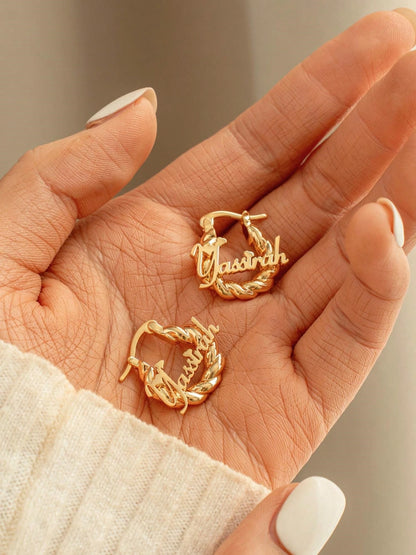 Customized Name 18mm Mini Earrings| Personalized Name Customized 22mm Small Earrings| Delicate Customized Stud Earrings| Customized Engraved Name Earrings| Customized Gift For Friends| Name Comme