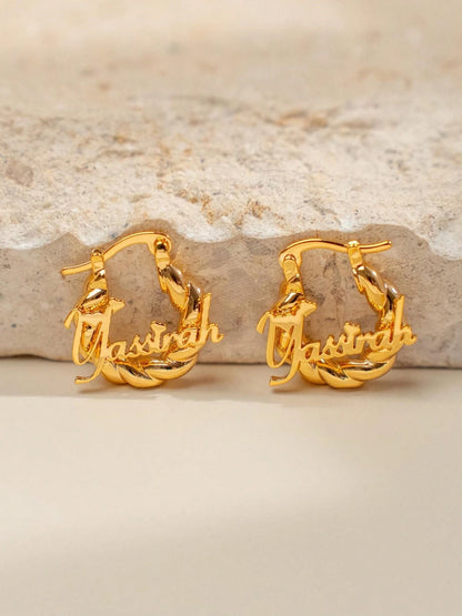 Customized Name 18mm Mini Earrings| Personalized Name Customized 22mm Small Earrings| Delicate Customized Stud Earrings| Customized Engraved Name Earrings| Customized Gift For Friends| Name Comme