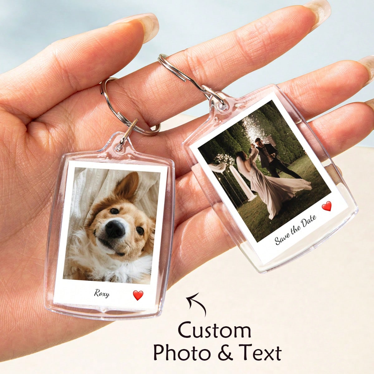 Customized Photo & Text, Personalized Keyring, Couples Keychain, Photo Keychain, Valentine's Day Gift, Birthday Gift, Anniversary Gift, Couples Gift,For Family, Mother's Day Gift, Perfect Gift, Thou
