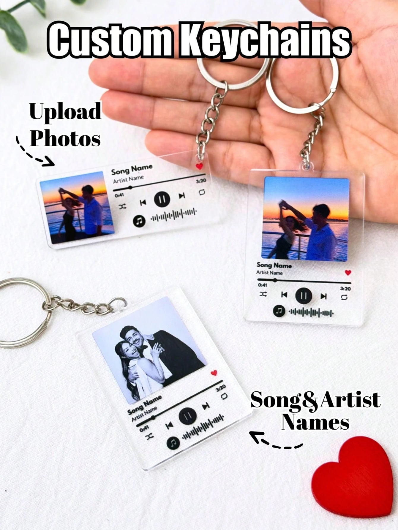 Customized Photo & Text, Personalized Keyring, Couples Keychain, Photo Keychain, Valentine's Day Gift, Birthday Gift, Anniversary Gift, Couples Gift,For Family, Mother's Day Gift, Perfect Gift, Thou