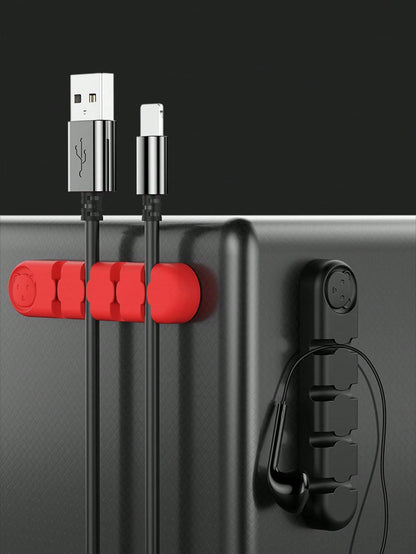 Cute Bear Silicone Cable Organizer Clip Self Adhesive Wire Cord Holder Desk Cable Management Clips For USB Charging Cable Earphone Cord Storage