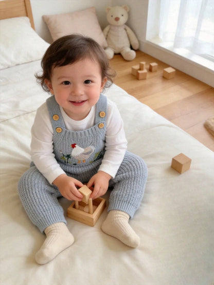 Cute Chicken Pattern Jumpsuit, Suitable For Spring, Autumn/Winter, Fit For Baby Boys And Girls