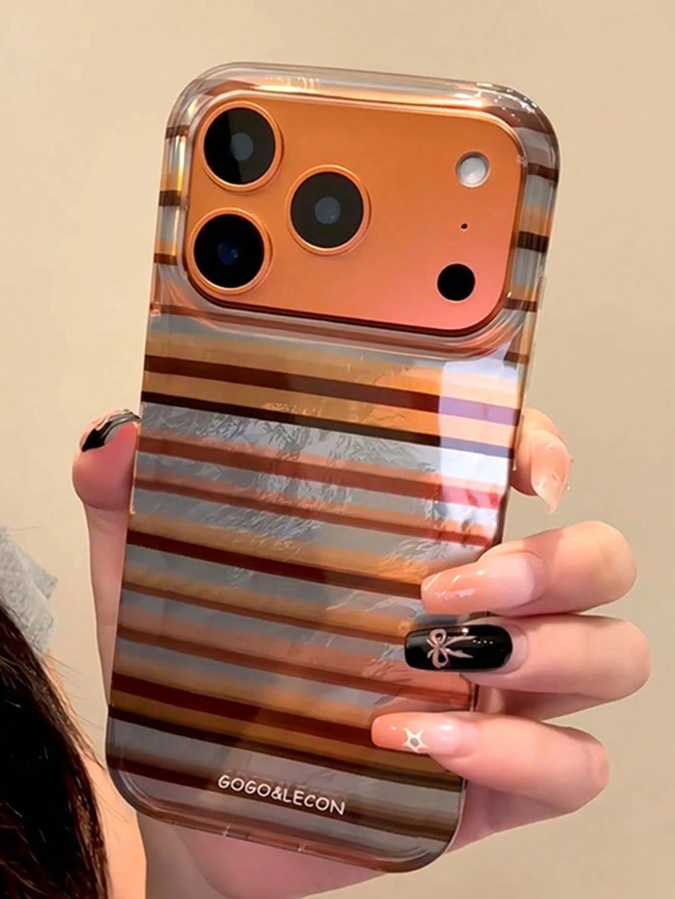 Cute Double Color Stripe Pattern Laser Soft Phone Case Compatible With IPhone 17 Pro Max 17Pro 17Air 17 16 15 14 13 12 Pro Max 11 Cases Stylish Protection Back Cover Gift