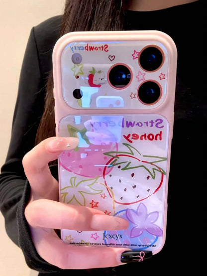Cute Full-Screen Red Strawberry Dessert White Background Phone Case, Suitable For IPhone 17 Pro Max 16 15 14 Pro Max, Girly Fresh Sweet Protective Back Cover