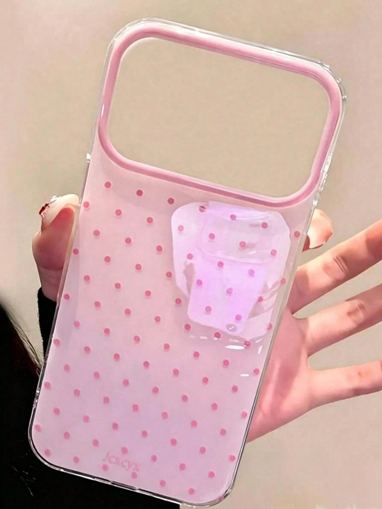 Cute Pink Polka Dot Pattern Glossy Jelly Phone Case, Compatible With IPhone 17 Pro Max 16 Pro Max 17 16 15 14 13 12 Pro Max 11, Cute Shockproof Soft Back Cover