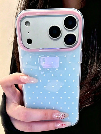 Cute Pink Polka Dot Pattern Glossy Jelly Phone Case, Compatible With IPhone 17 Pro Max 16 Pro Max 17 16 15 14 13 12 Pro Max 11, Cute Shockproof Soft Back Cover