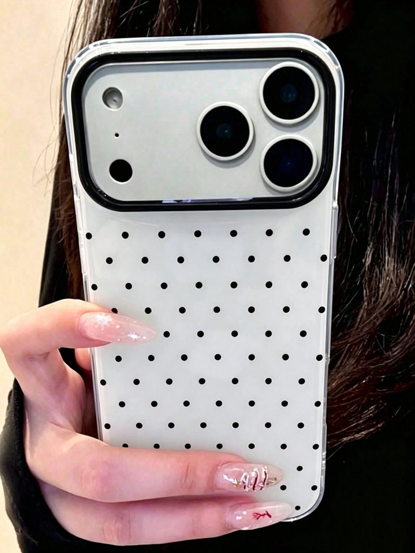Cute Pink Polka Dot Pattern Glossy Jelly Phone Case, Compatible With IPhone 17 Pro Max 16 Pro Max 17 16 15 14 13 12 Pro Max 11, Cute Shockproof Soft Back Cover