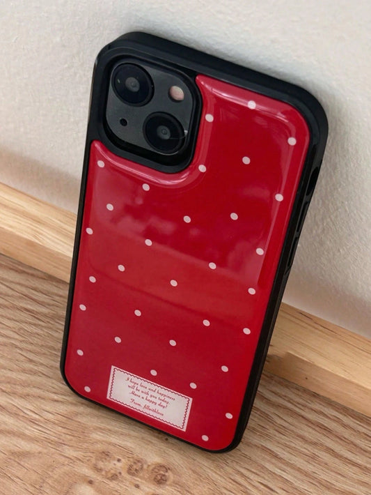 Cute Red Polka Dot Epoxy Phone Case Compatible With IPhone 16 15 14 13 12 11 Pro Max 16 15 14 Plus Glossy Stylish Cases Shockproof Cover Shell