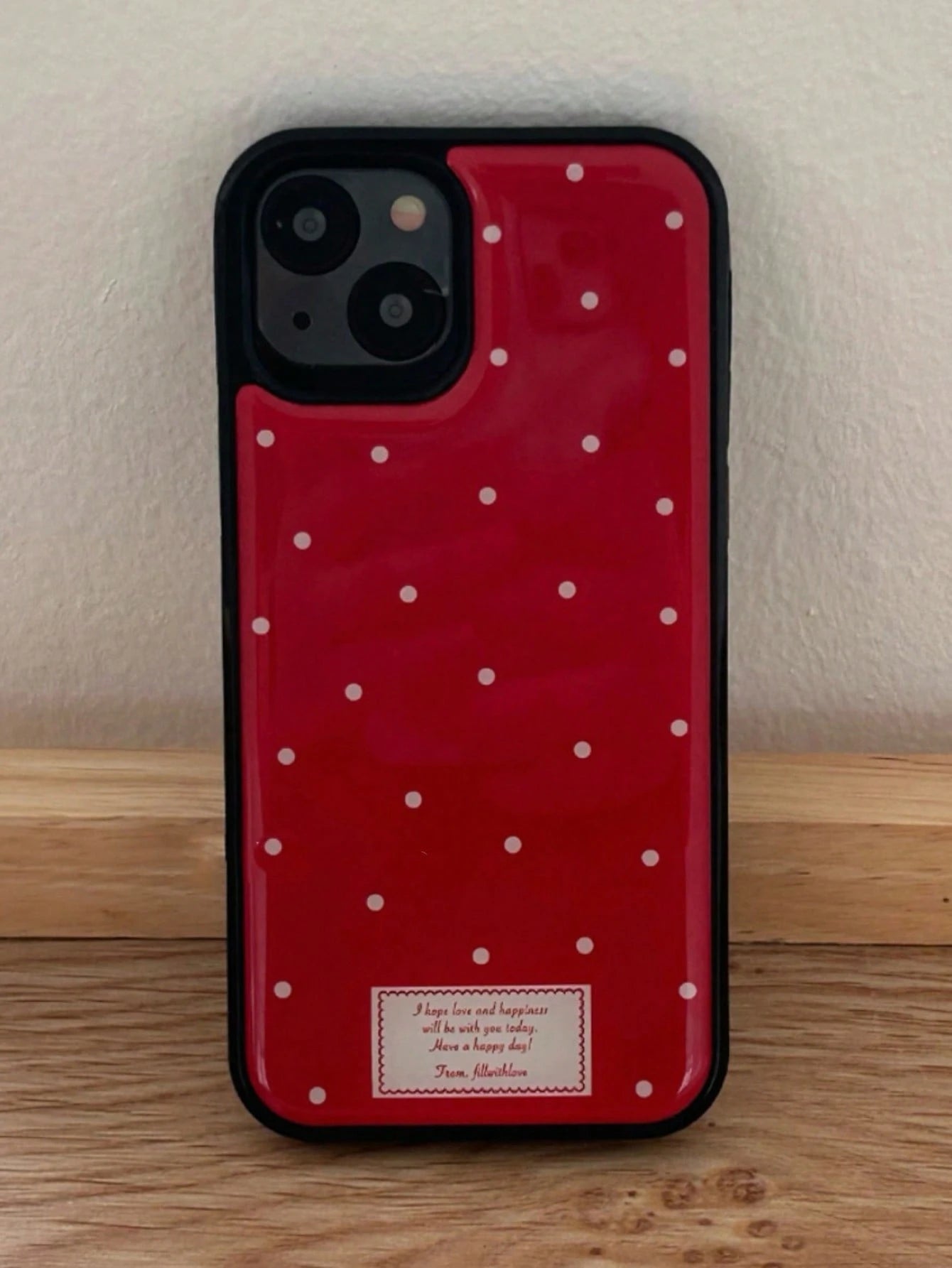Cute Red Polka Dot Epoxy Phone Case Compatible With IPhone 16 15 14 13 12 11 Pro Max 16 15 14 Plus Glossy Stylish Cases Shockproof Cover Shell