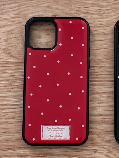Cute Red Polka Dot Epoxy Phone Case Compatible With IPhone 16 15 14 13 12 11 Pro Max 16 15 14 Plus Glossy Stylish Cases Shockproof Cover Shell
