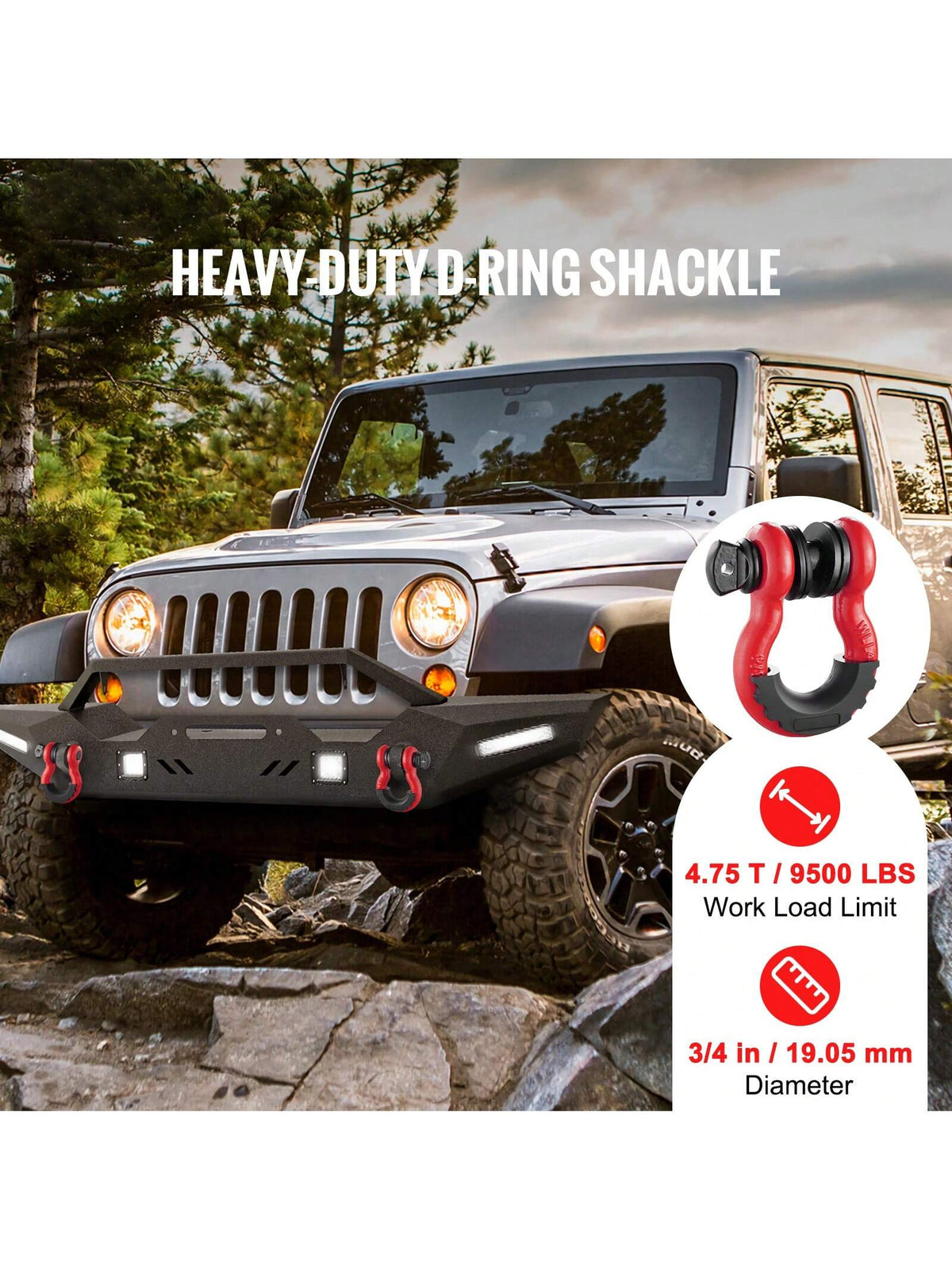 D-Ring Shackle, Synthetic Soft Shackle, Recovery Shackle, 2/4 Pack Alloy Steel Shackles Break Strength With Screw Pin, Isolators & Washers, With Extra Sleeves & Storage Bag For UTV, ATV, Trucks, Heavy